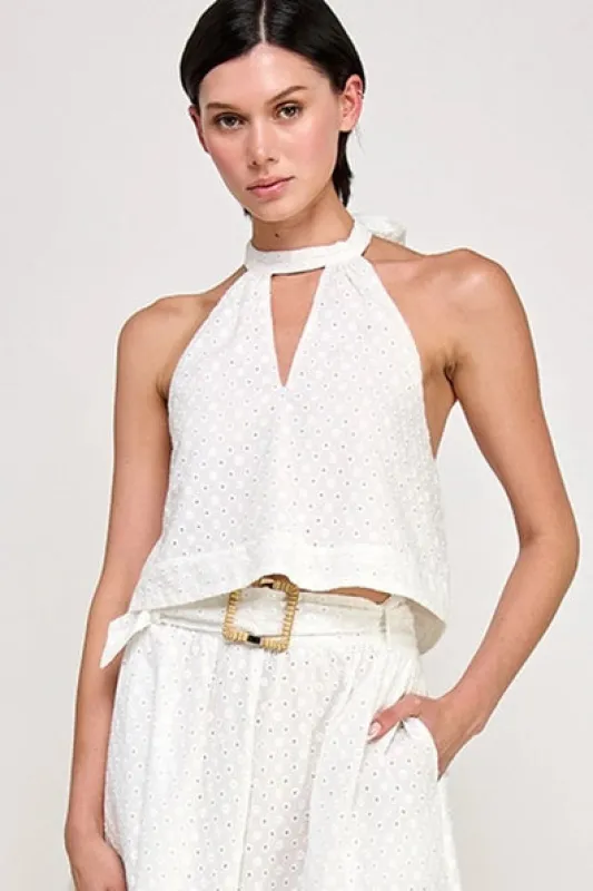 The Felicity Eyelet Halter Top sold by Thread & Seed