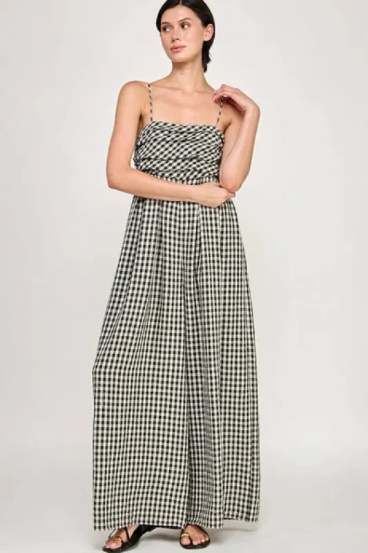 The Ellery Gingham Wide Leg Jumpsuit sold by Thread & Seed
