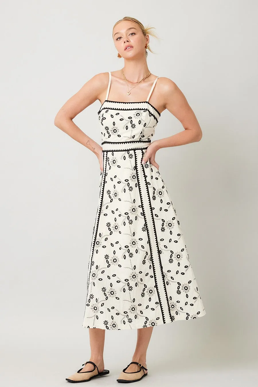 The Hattie Embroidered Lace Midi Dress sold by Thread & Seed