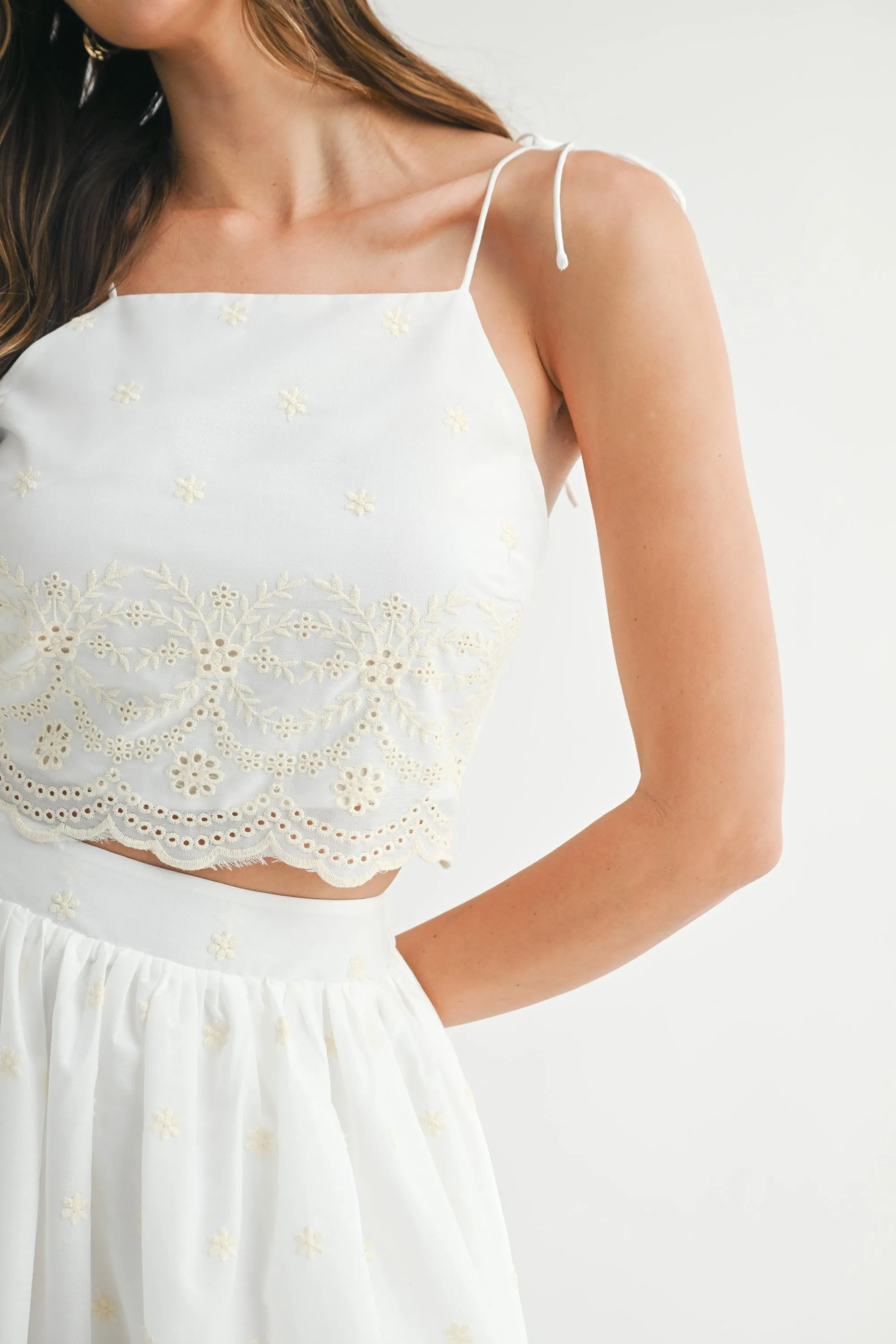 The Ava Embroidered Crop Top + Midi Skirt Set - Sold Separately sold by Thread & Seed product image thumbnail 4
