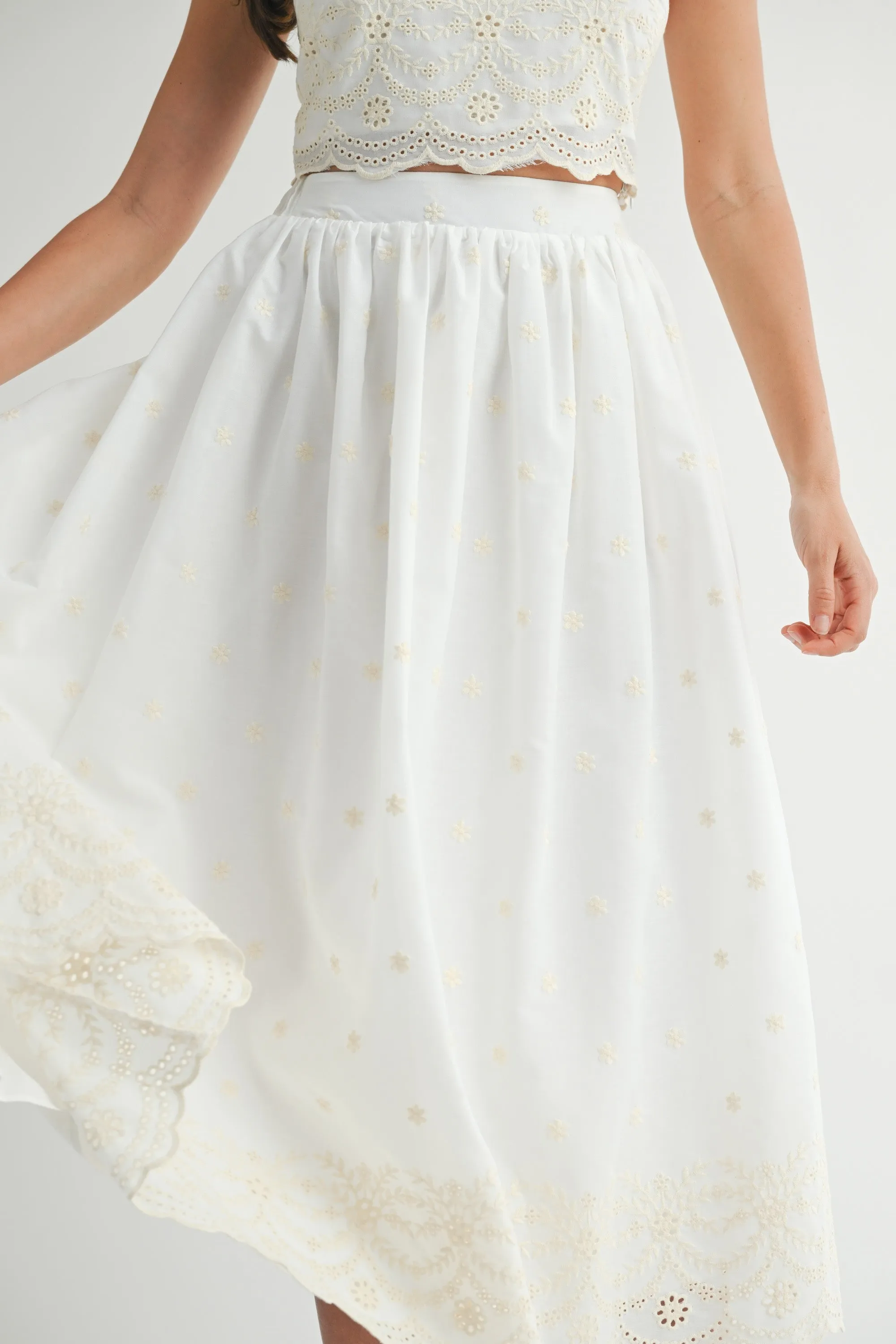 The Ava Embroidered Crop Top + Midi Skirt Set - Sold Separately sold by Thread & Seed product image thumbnail 5