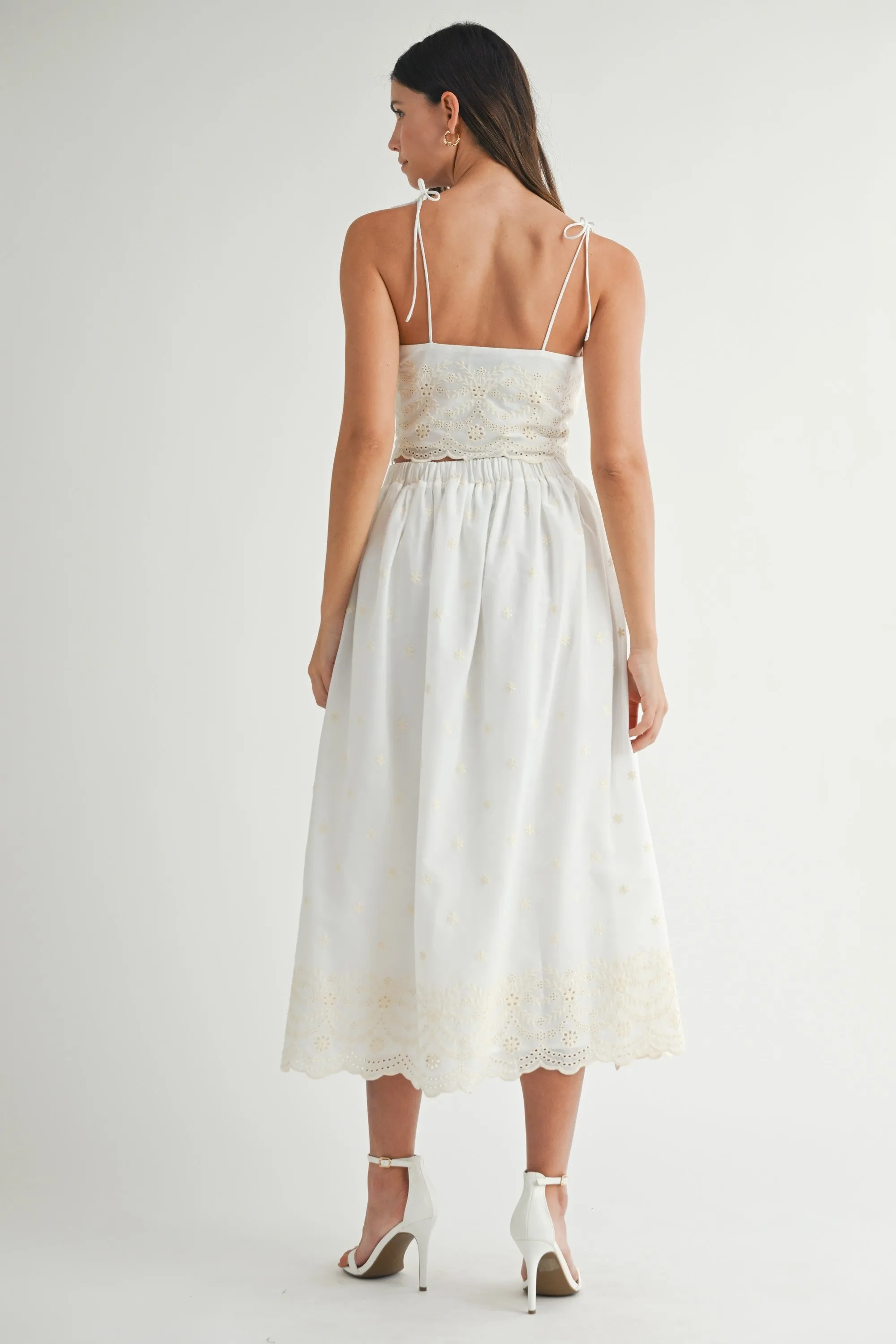 The Ava Embroidered Crop Top + Midi Skirt Set - Sold Separately sold by Thread & Seed product image thumbnail 3