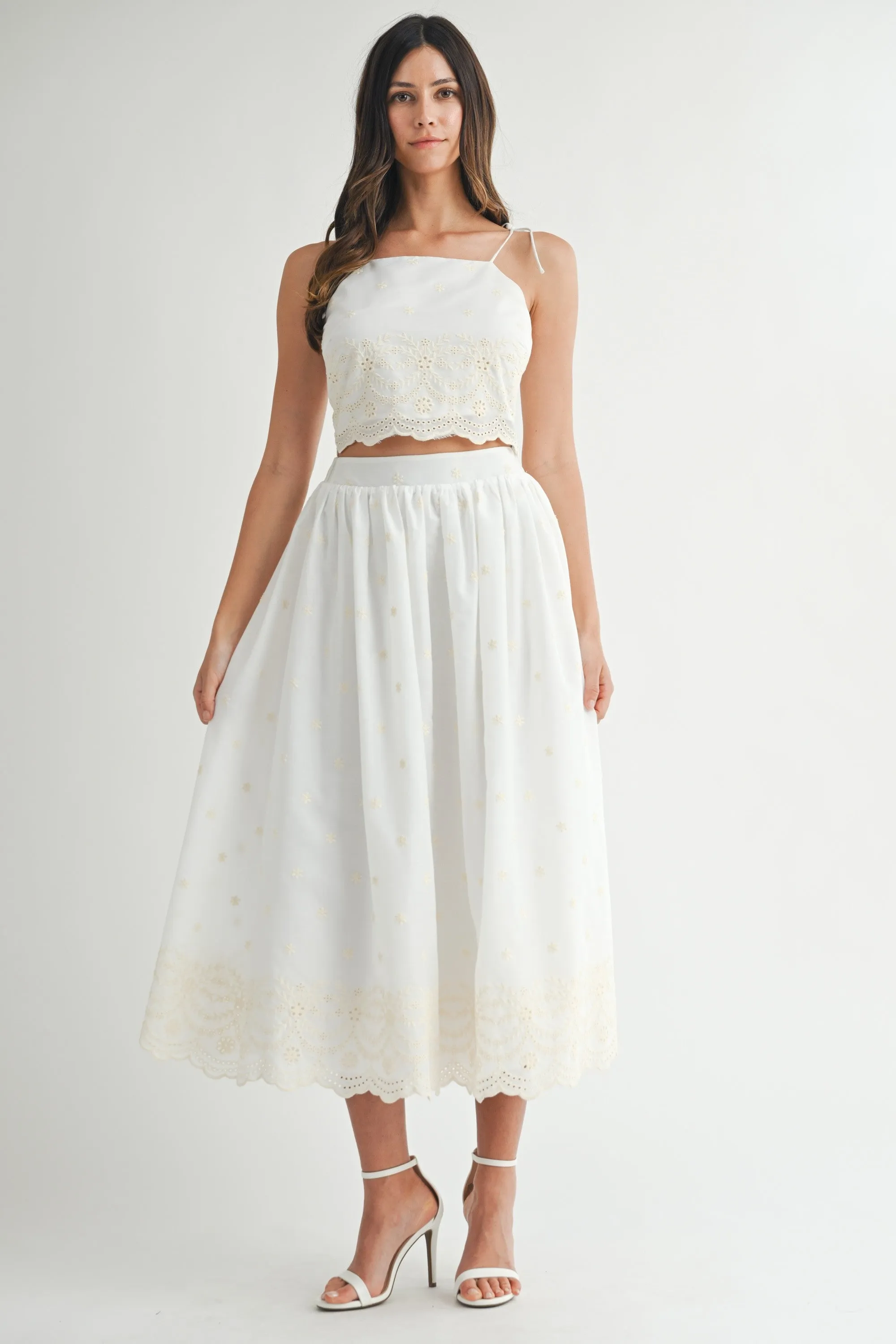 The Ava Embroidered Crop Top + Midi Skirt Set - Sold Separately sold by Thread & Seed