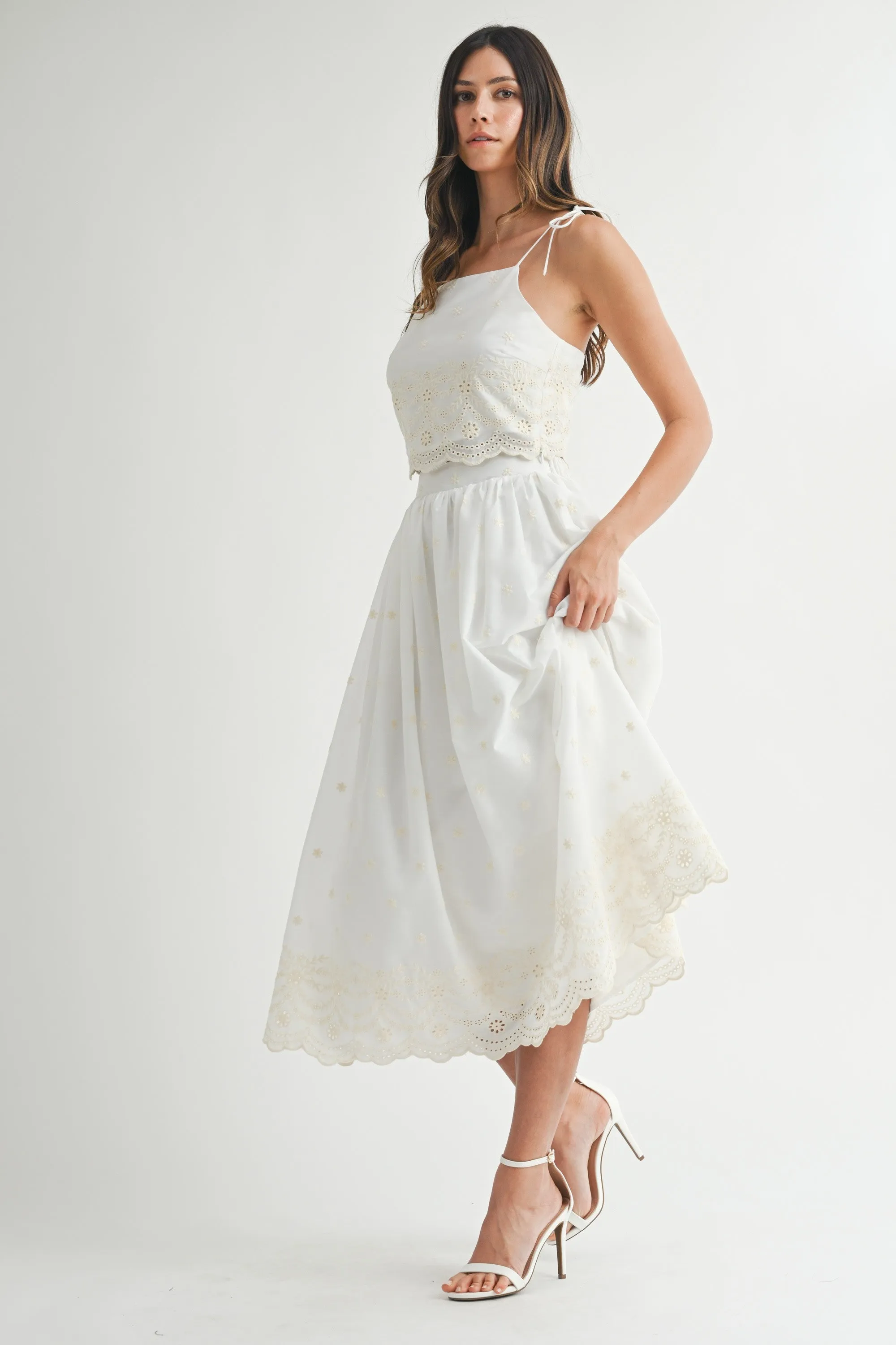 The Ava Embroidered Crop Top + Midi Skirt Set - Sold Separately sold by Thread & Seed product image thumbnail 2