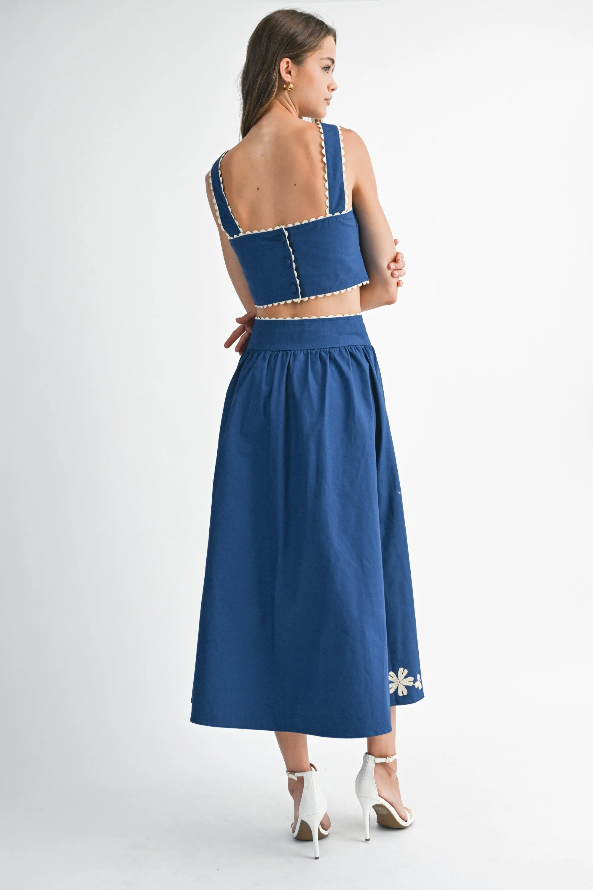The Amina Embroidered Crop Top + Midi Skirt Set - Sold Separately sold by Thread & Seed product image thumbnail 3