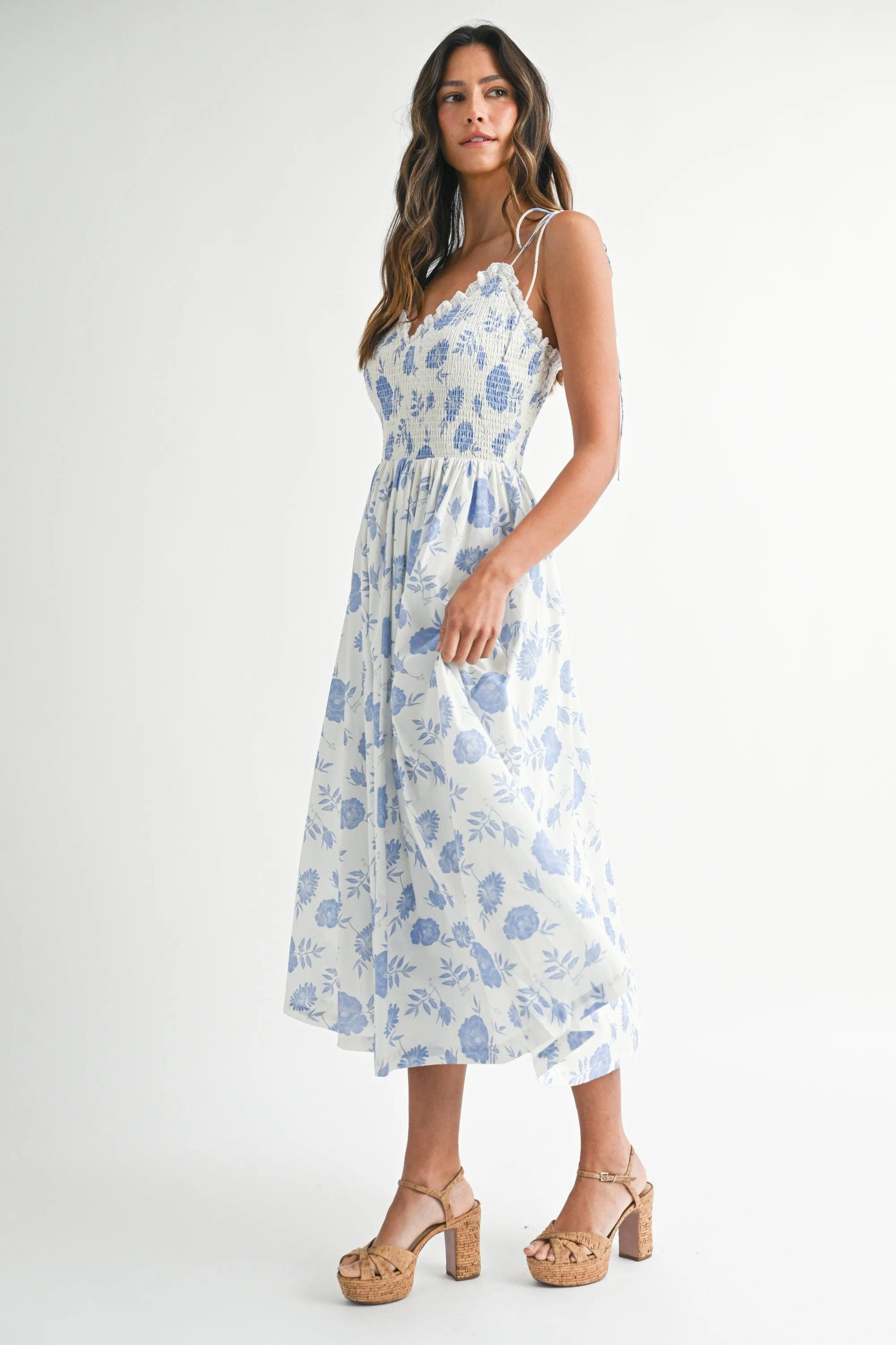 The Aurelia Floral Smocked Midi Dress sold by Thread & Seed product image thumbnail 3