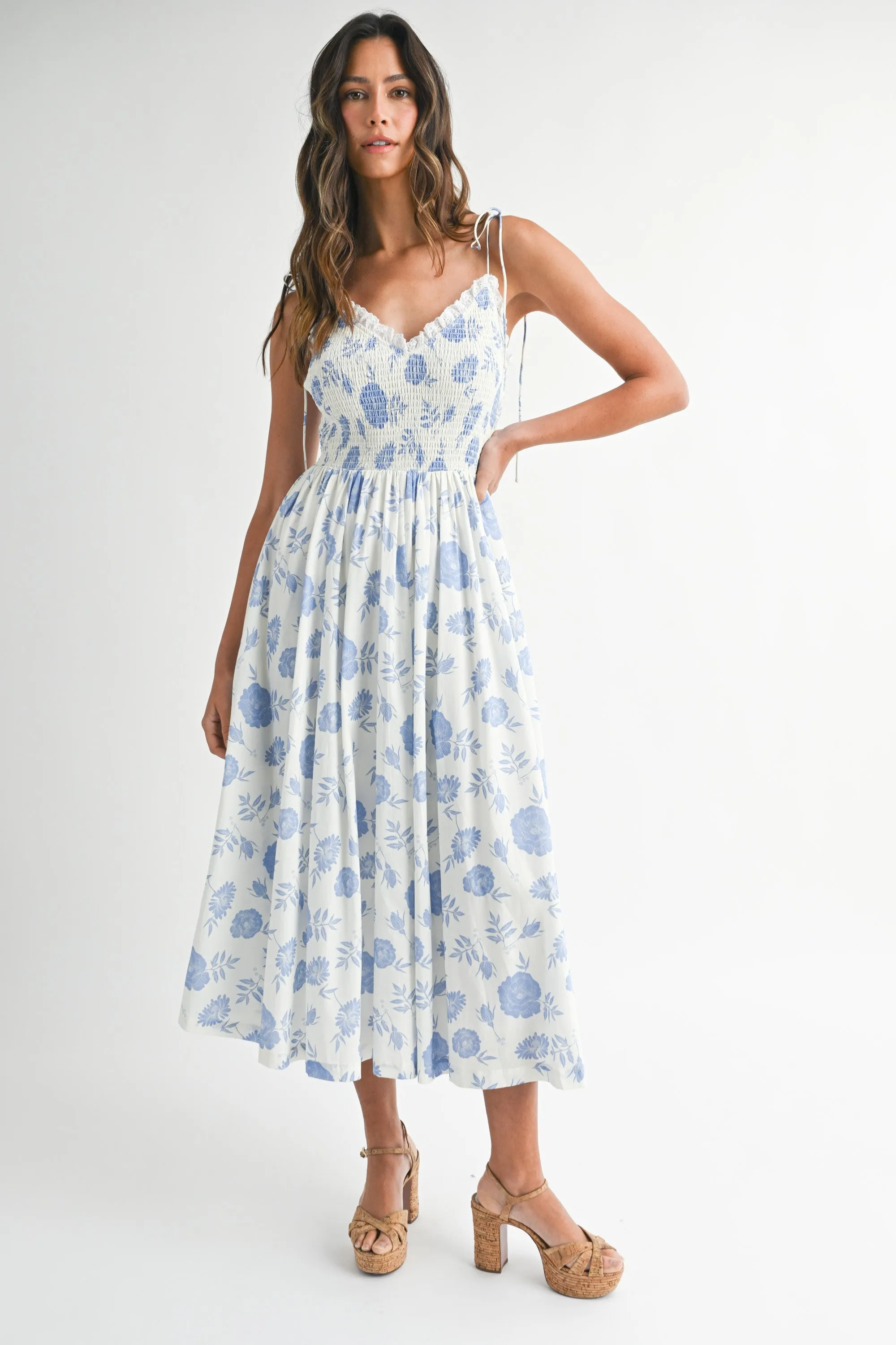 The Aurelia Floral Smocked Midi Dress sold by Thread & Seed product image thumbnail 5
