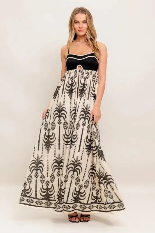 The Meilani Contrast Printed Maxi Dress sold by Thread & Seed