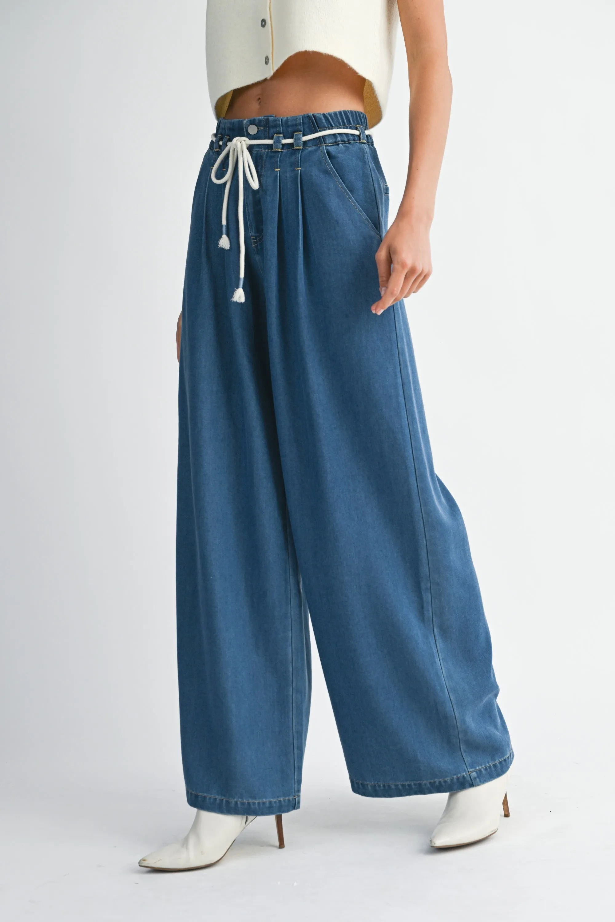 The Tamra Pleated Wide Leg Jeans sold by Thread & Seed product image thumbnail 3