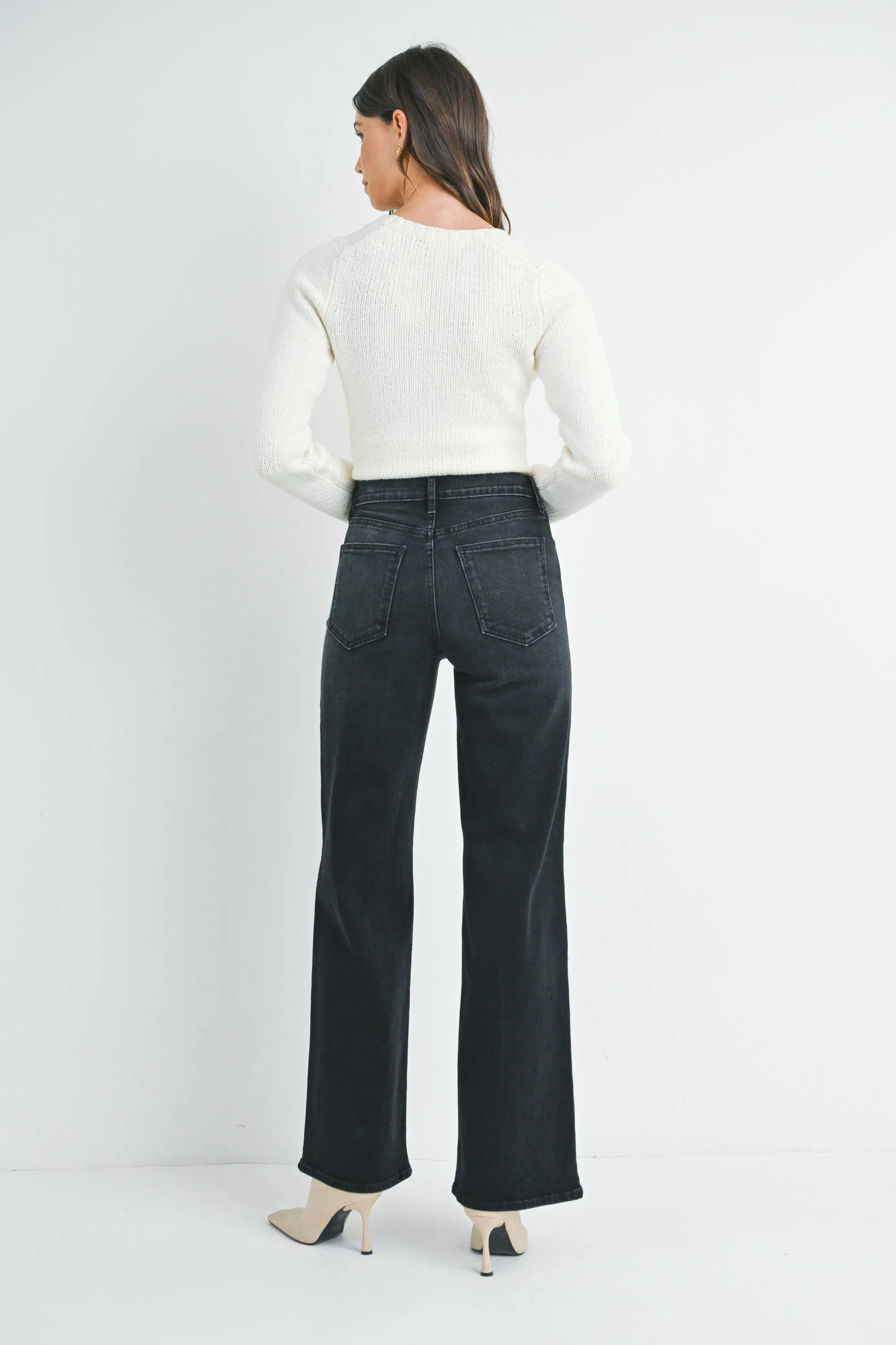 The Leana Black Denim Wide Leg Jeans sold by Thread & Seed product image thumbnail 2