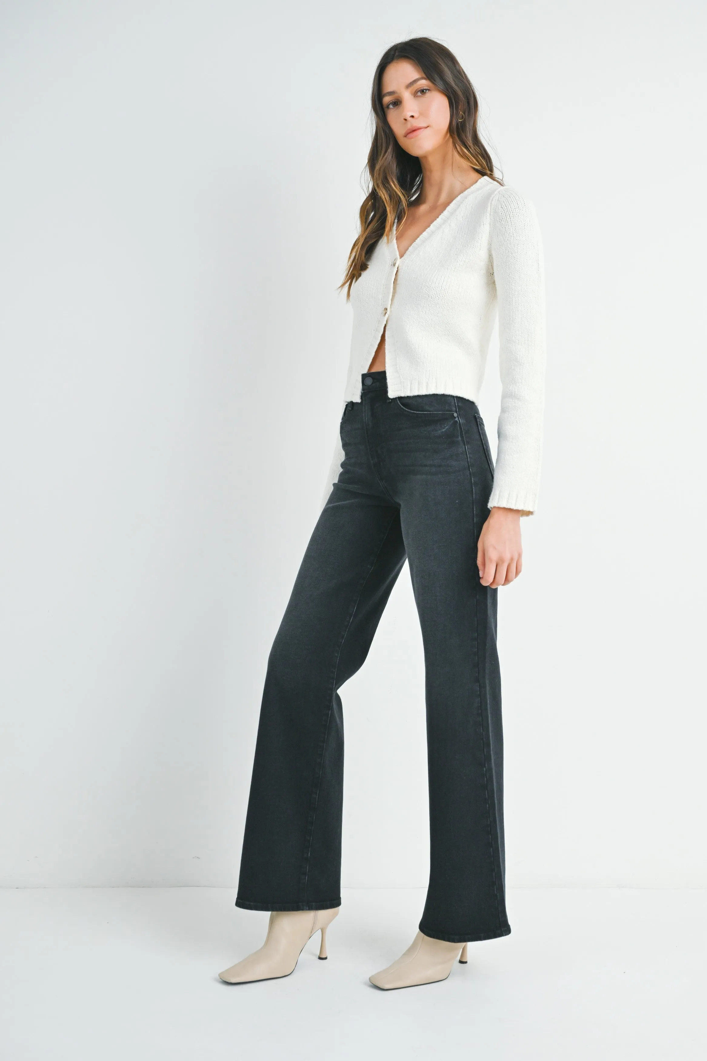 The Leana Black Denim Wide Leg Jeans sold by Thread & Seed product image thumbnail 3