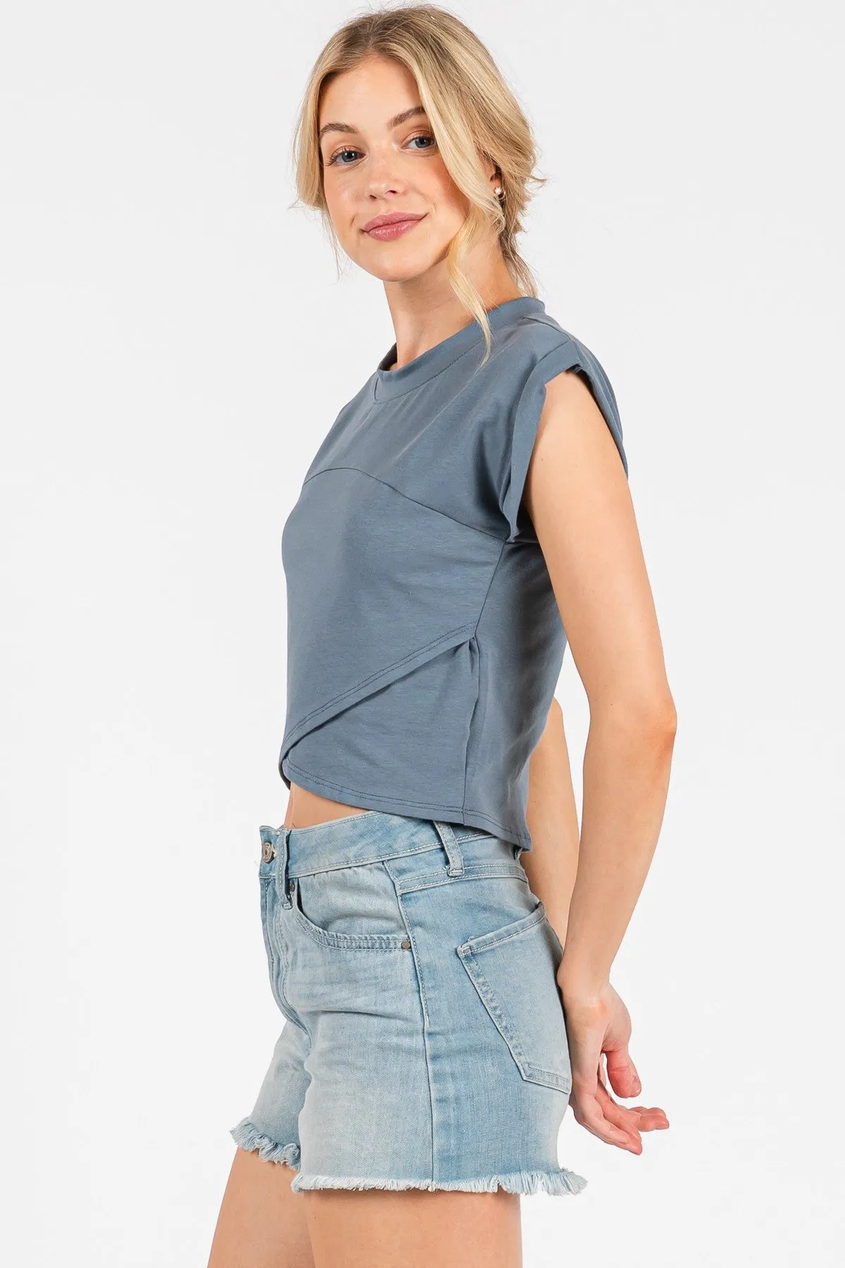 The Ella New Slate Surplice Top sold by Thread & Seed product image thumbnail 2
