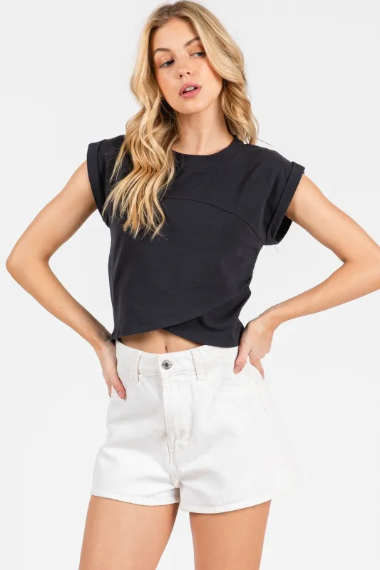 The Ella Graphite Surplice Top sold by Thread & Seed