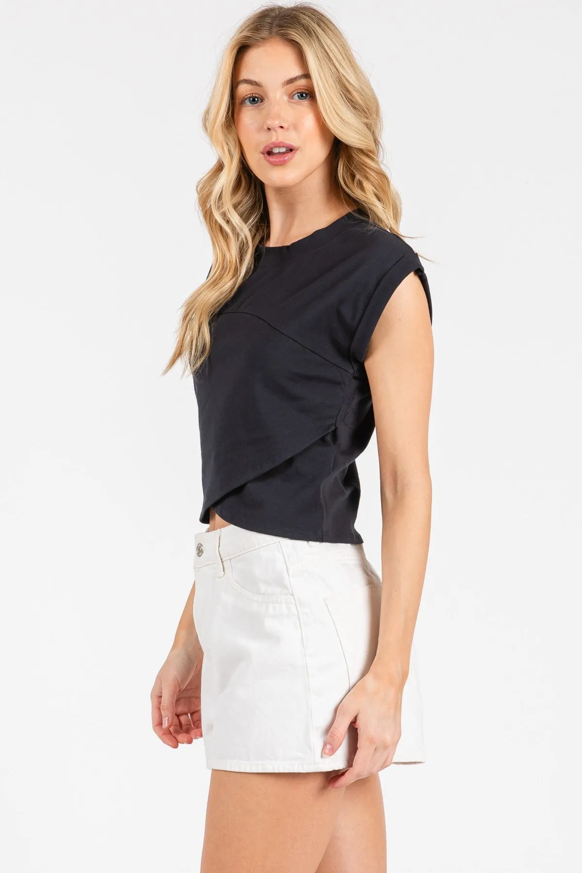 The Ella Graphite Surplice Top sold by Thread & Seed product image thumbnail 2