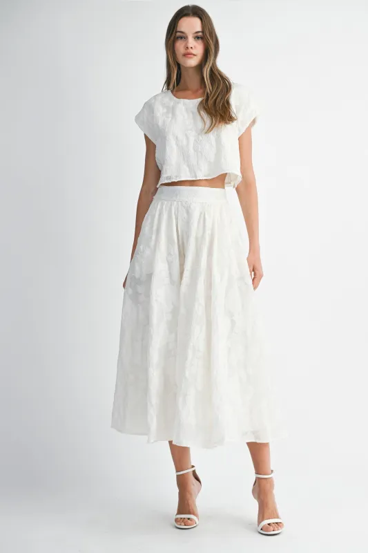The Ilaria Cream Floral Crop Top + Midi Skirt Set - Sold Separately sold by Thread & Seed