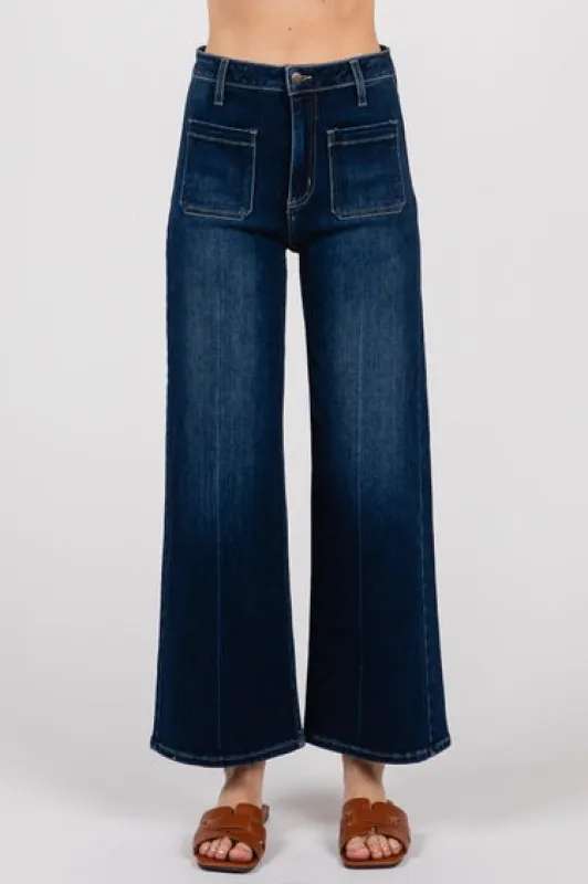 The Paola Dark Denim Sailor Front Patch Pocket Jeans sold by Thread & Seed