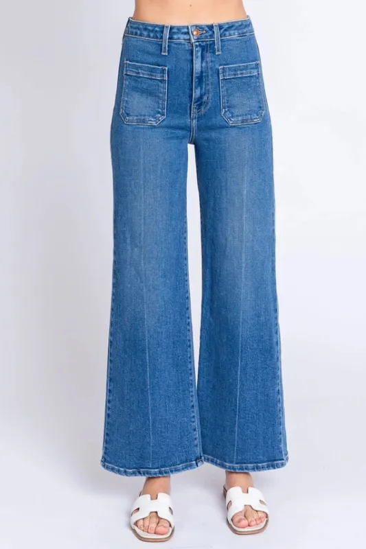 The Paola Medium Denim Sailor Front Patch Pocket Jeans made by Thread & Seed