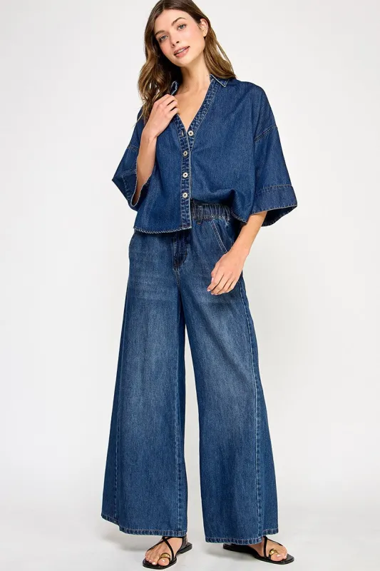 The Casey Denim Top + Pants Set - Sold Separately sold by Thread & Seed