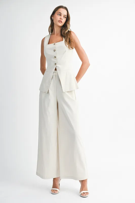 The Yara Oatmeal Split Hem Top + Pants Set - Sold Separately sold by Thread & Seed