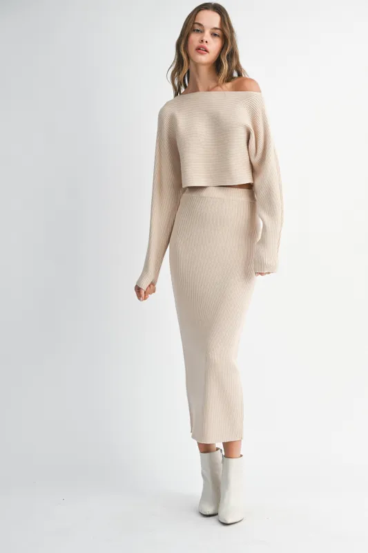 The Zinnia Light Taupe Crop Top + Midi Skirt Set - Sold Separately sold by Thread & Seed