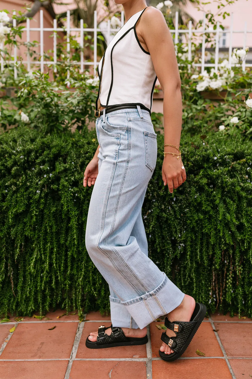 The Frankie Cuffed Wide Leg Jeans sold by Thread & Seed