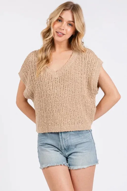 The Drea Taupe Pullover Sweater Top sold by Thread & Seed
