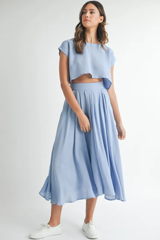 The Santorini French Blue Crop Top + Midi Skirt Set- Sold Separately sold by Thread & Seed