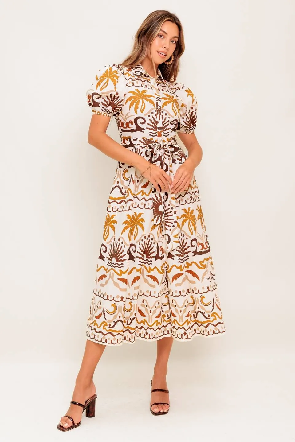 The Vietta Tropical Button Down Midi Dress sold by Thread & Seed