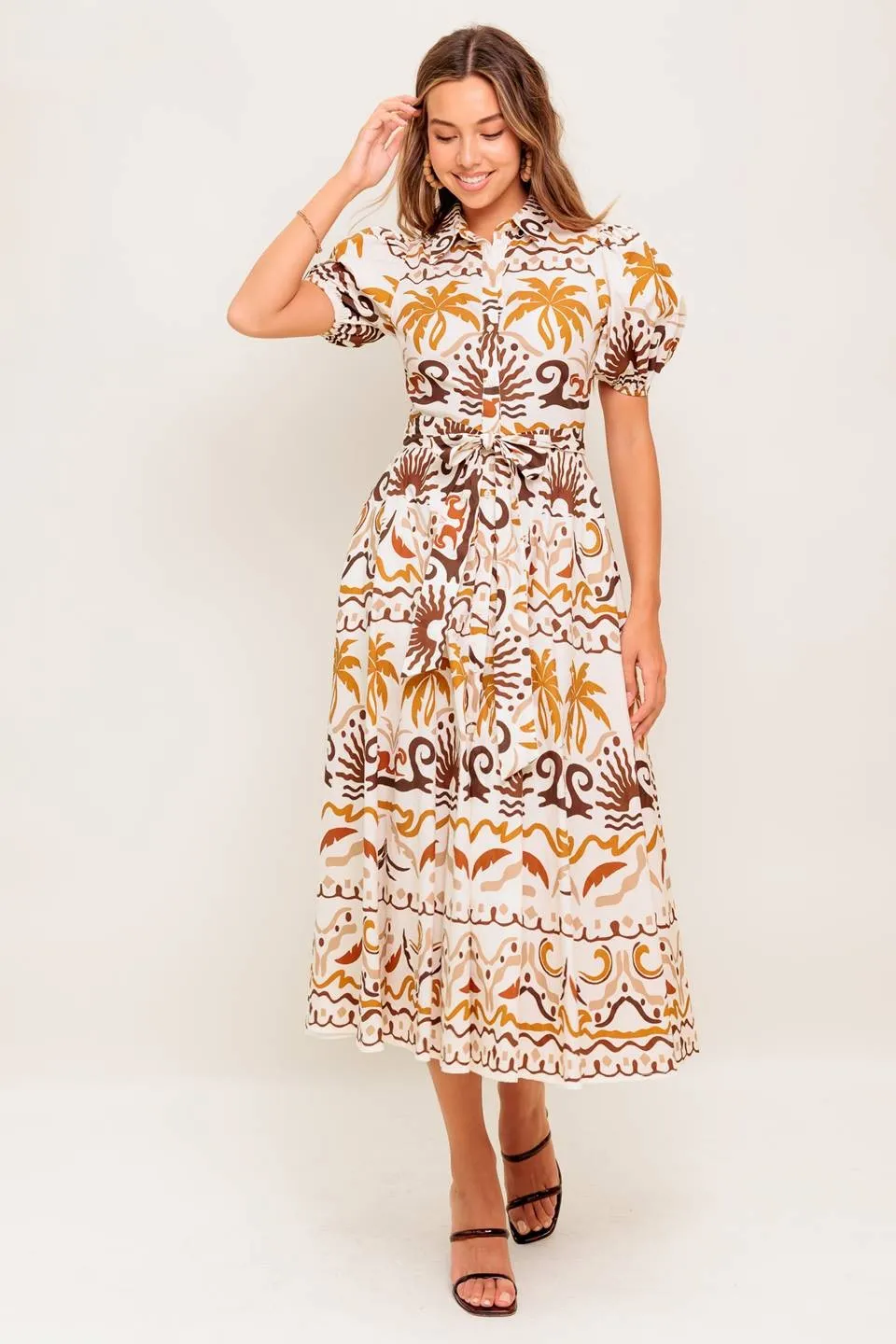 The Vietta Tropical Button Down Midi Dress sold by Thread & Seed product image thumbnail 4