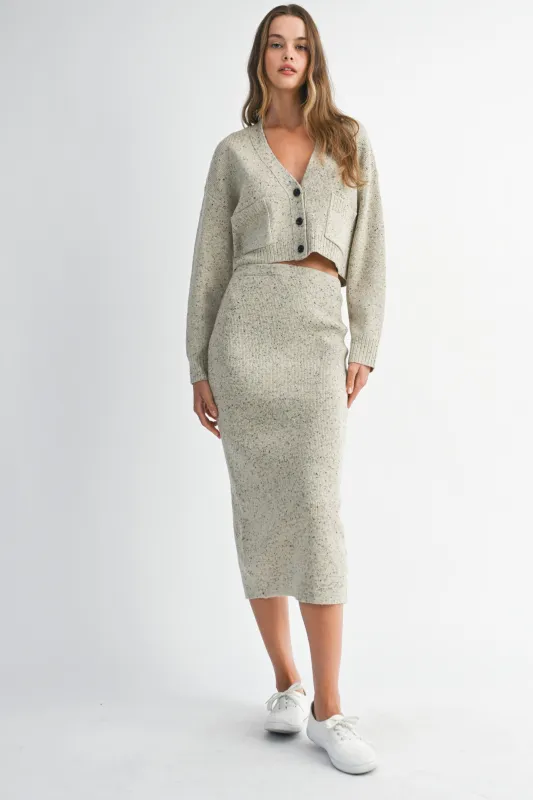 The Riley Taupe Cardigan Knit Top + Midi Skirt Set- Sold Separately sold by Thread & Seed