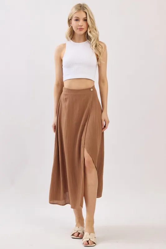 The Emelyn New Amber Wrap Midi Skirt sold by Thread & Seed