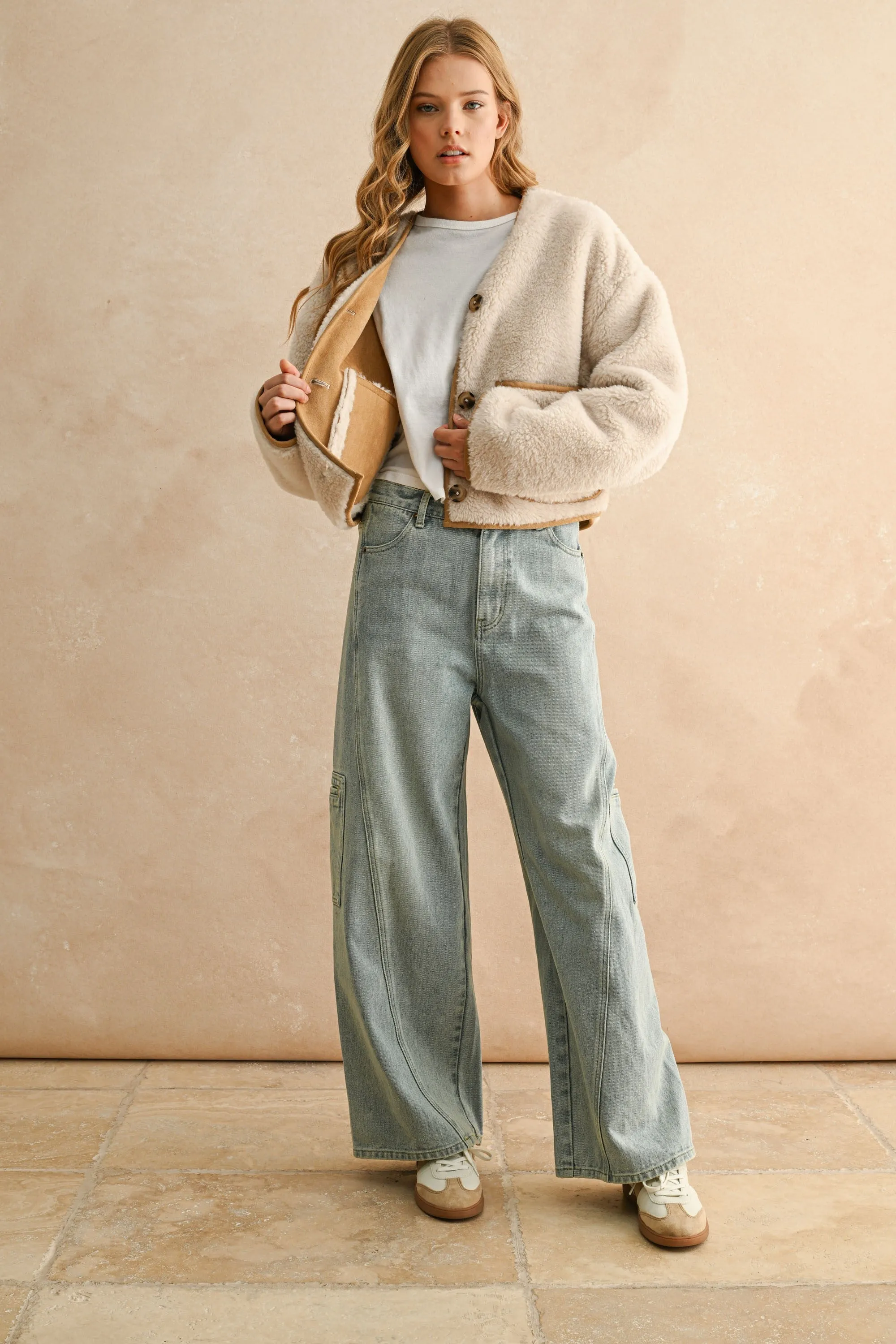 The Karlie Faux Suede + Sherpa Reversible Jacket sold by Thread & Seed product image thumbnail 2