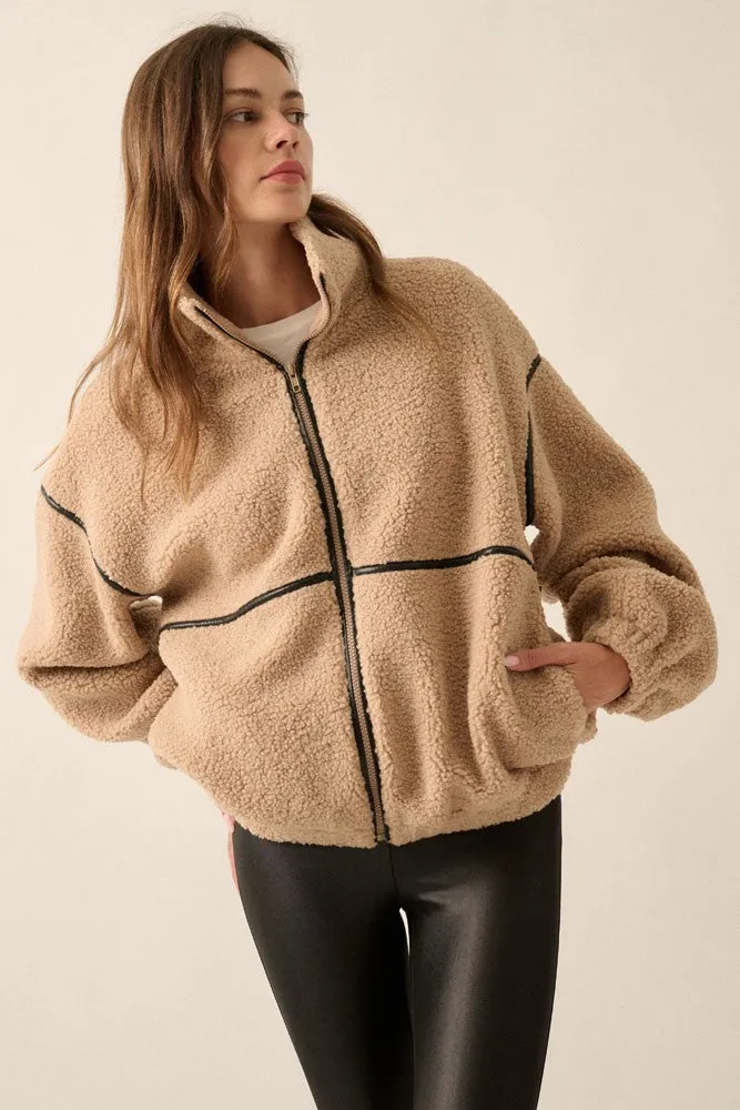 The Darla Sand Sherpa Jacket sold by Thread & Seed