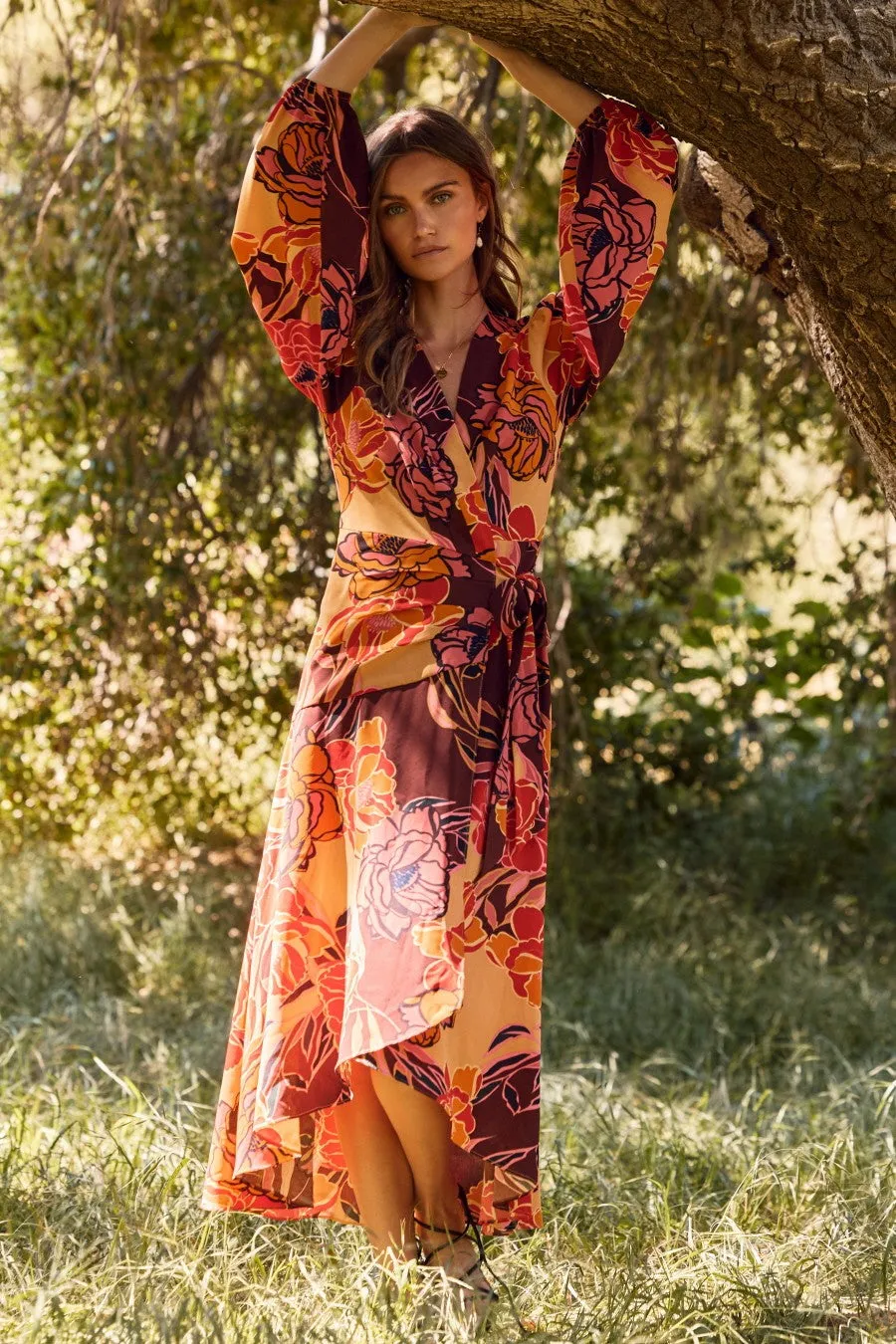 The Julieta Floral Wrapped Midi Dress sold by Thread & Seed product image thumbnail 4