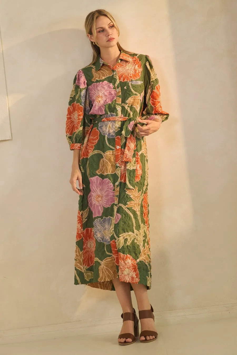 The Farah Floral Midi Shirt Dress sold by Thread & Seed