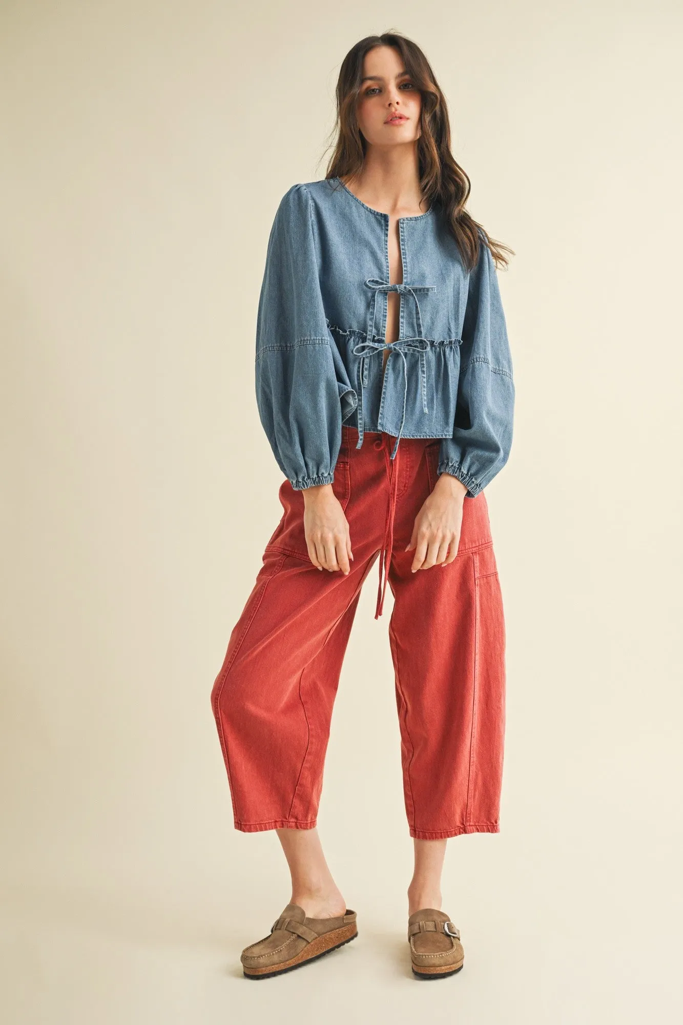The Marisa Front Tie Denim Top sold by Thread & Seed product image thumbnail 4