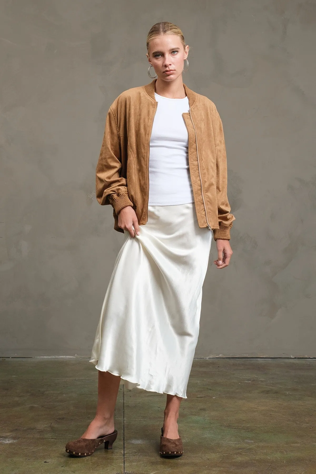 The Emelie Satin Midi Skirt sold by Thread & Seed product image thumbnail 4