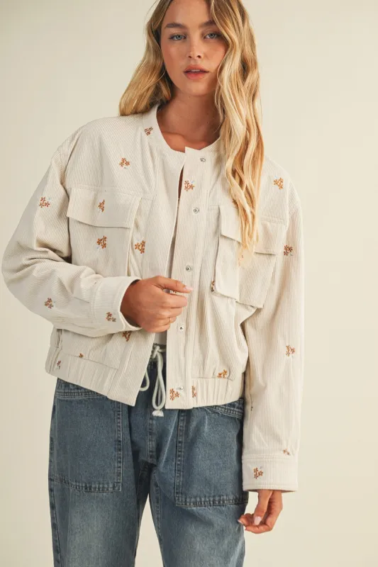 The Hallie Embroidered Corduroy Jacket made by Thread & Seed