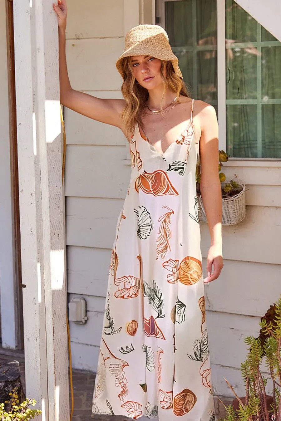 The Cordelia Rust Shell Maxi Dress sold by Thread & Seed