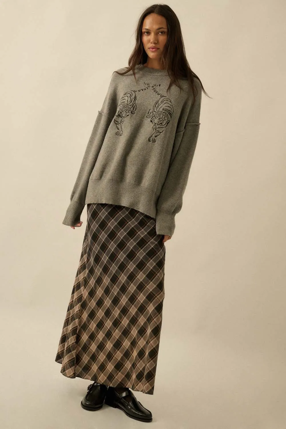 The Karina Grey Embroidered Tigers Sweater sold by Thread & Seed product image thumbnail 5