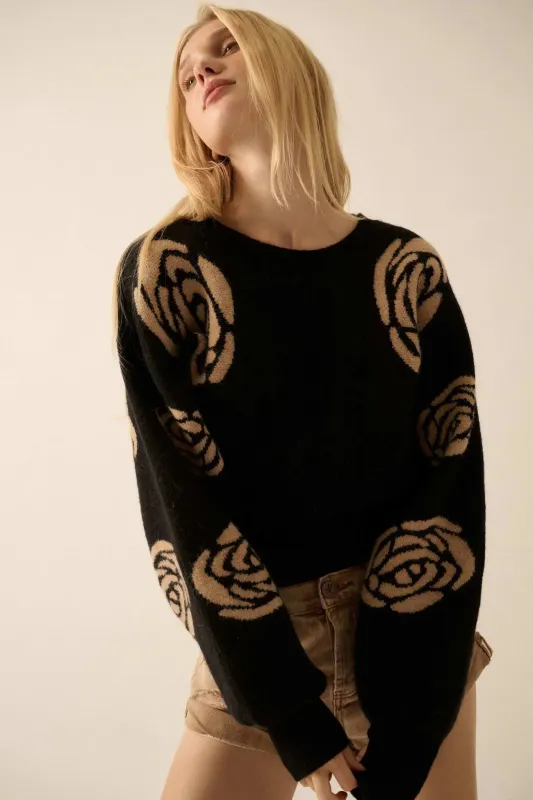 The Aurora Black Floral Sweater sold by Thread & Seed
