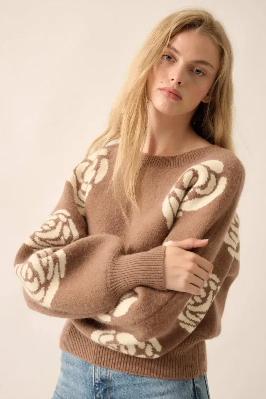 The Aurora Mocha Floral Sweater sold by Thread & Seed