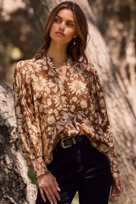 The Cassia Floral Blouse sold by Thread & Seed