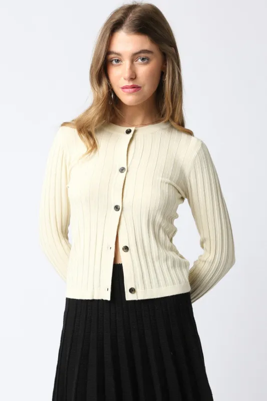 The Ami Ecru Ribbed Button Top made by Thread & Seed