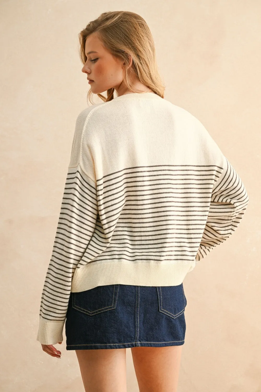The Arden Mocha Striped Sweater Top sold by Thread & Seed product image thumbnail 4