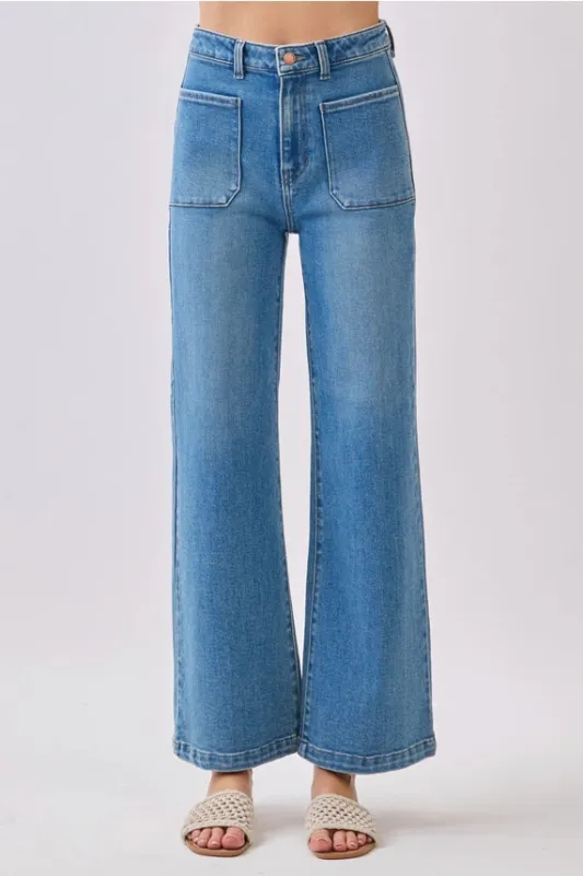 The Callie Diamond Pocket Wide Leg Jeans made by Thread & Seed