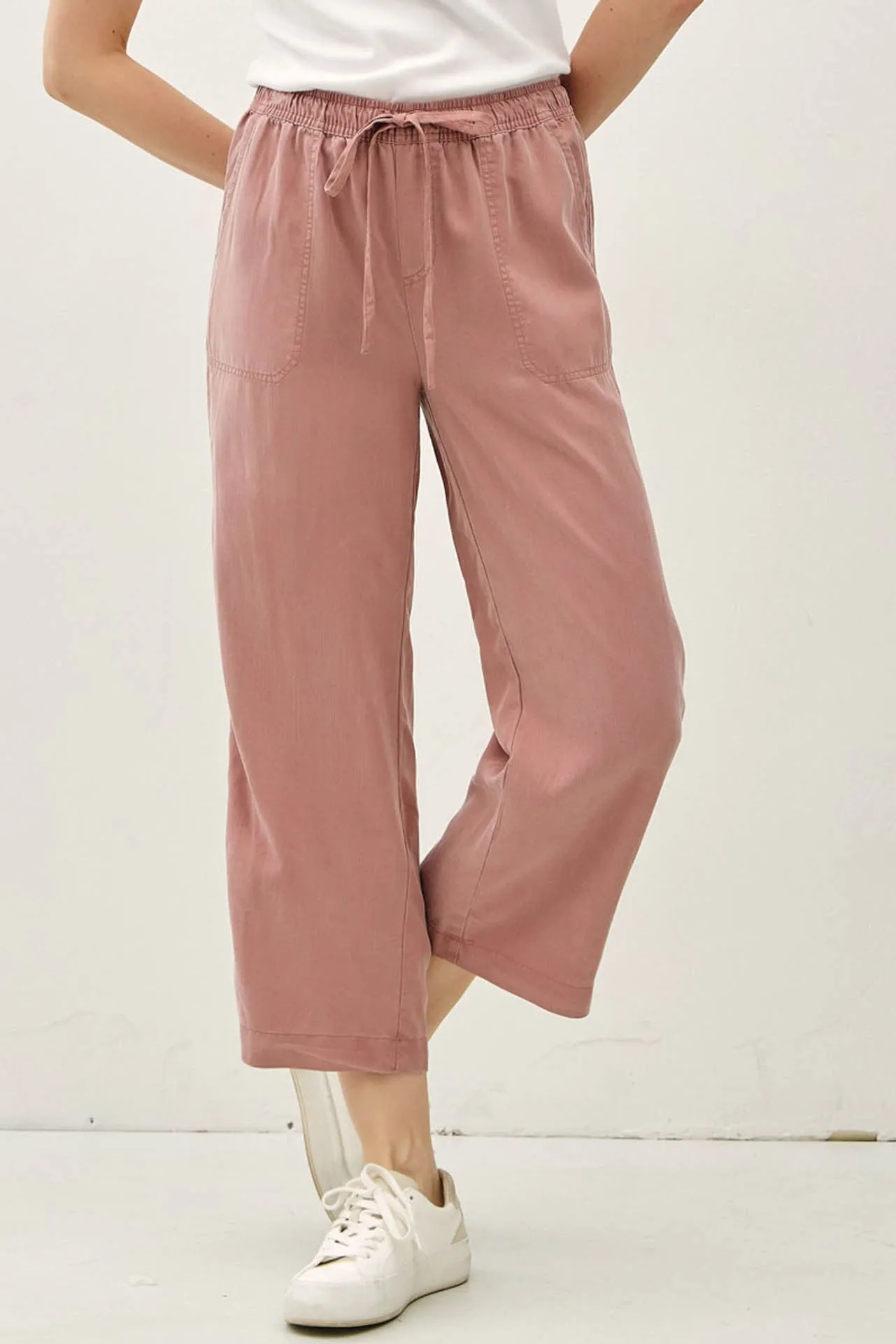 The Halle Summer Mauve Drawstring Wide Leg Pants sold by Thread & Seed