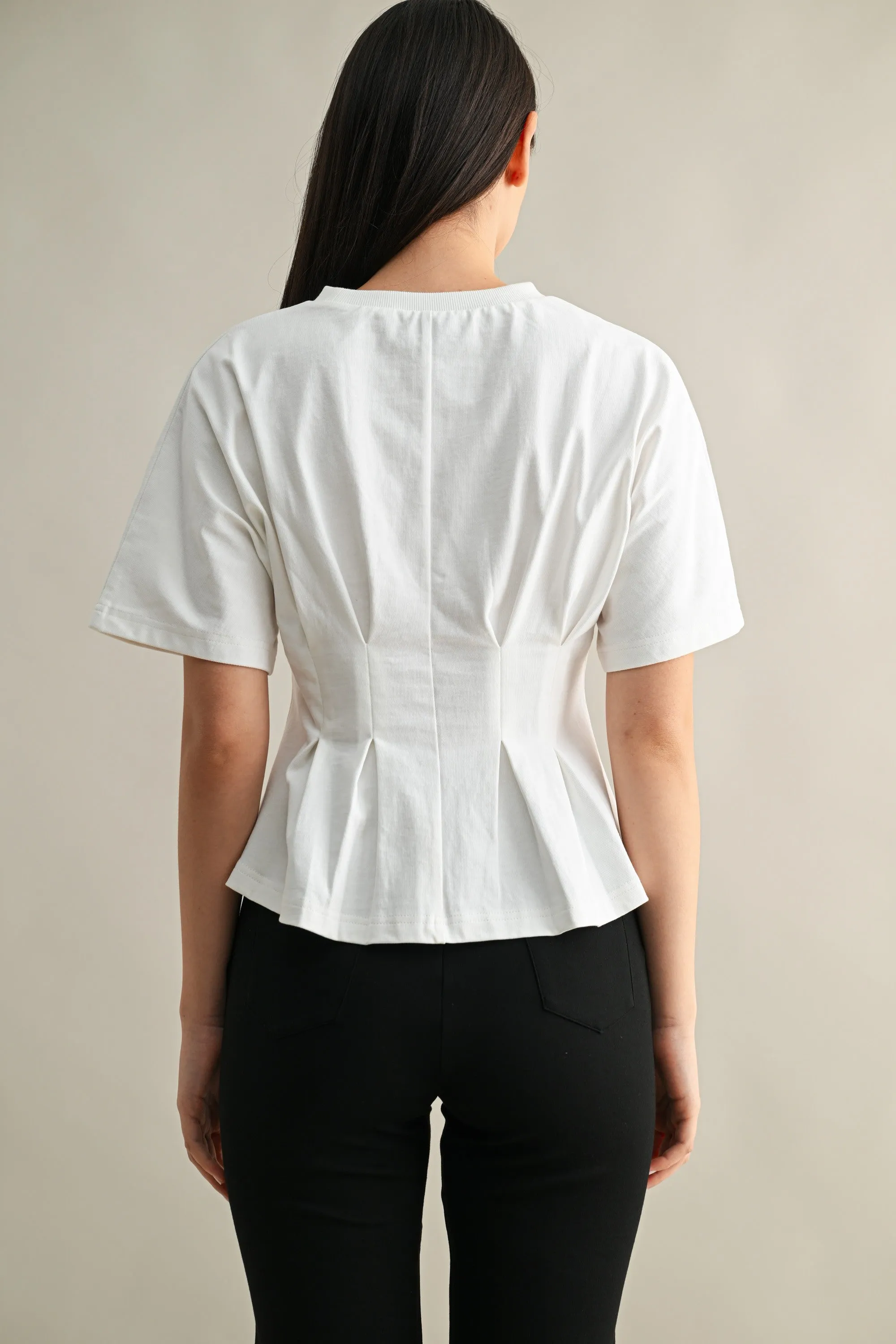 The Elodie Off White Dart Tuck Top sold by Thread & Seed product image thumbnail 4