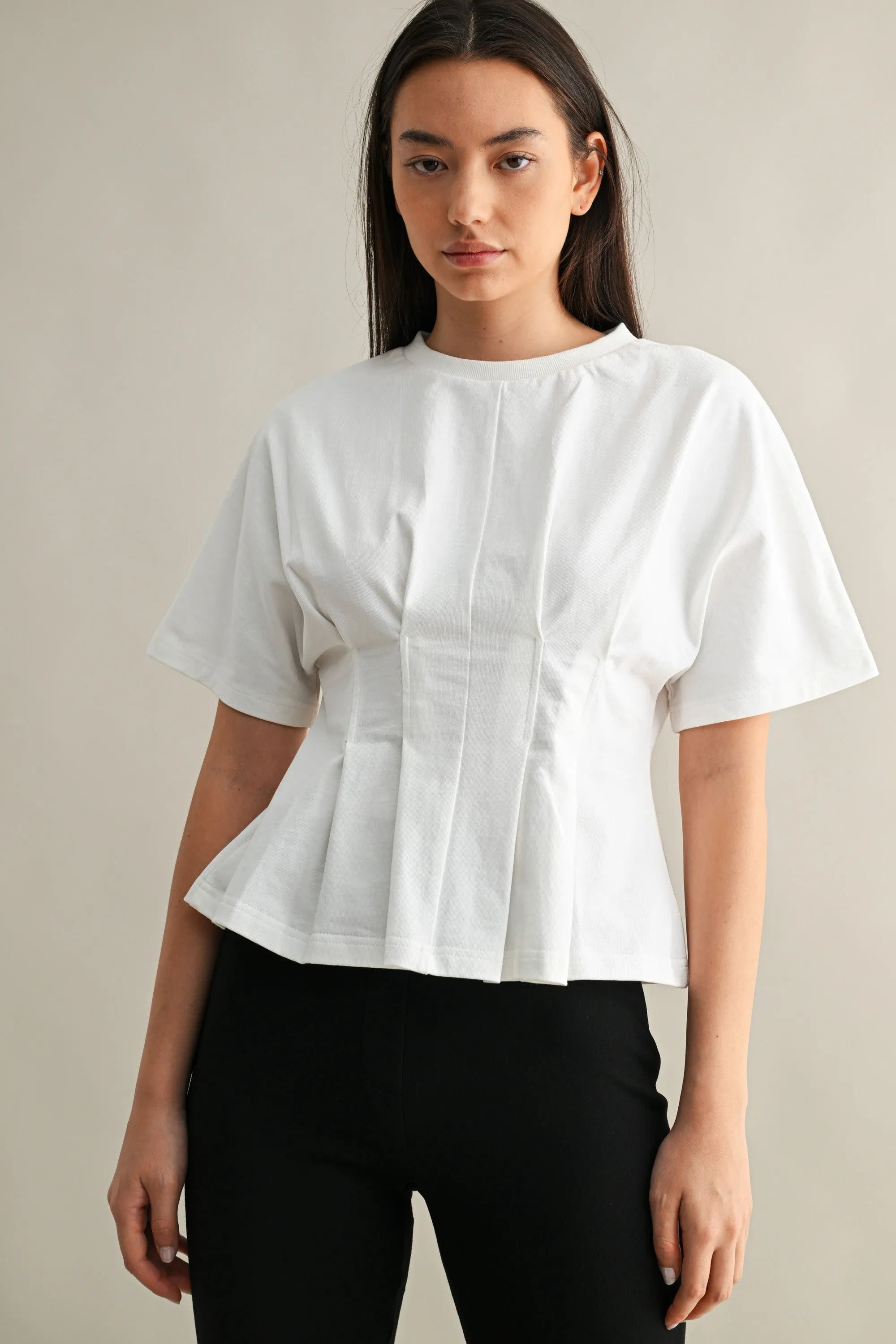 The Elodie Off White Dart Tuck Top sold by Thread & Seed