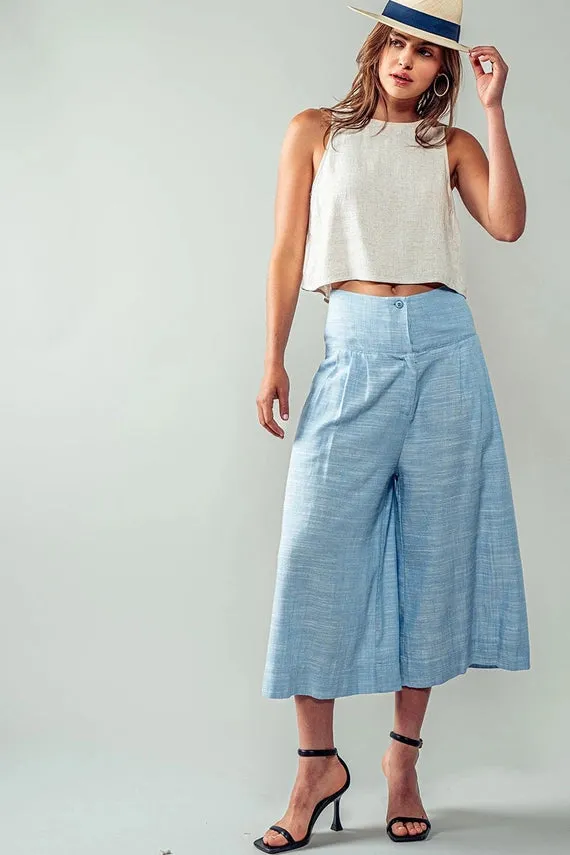 The Marta Blue Linen Cropped Pants sold by Thread & Seed product image thumbnail 3